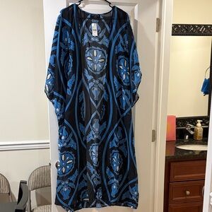 Lane Bryant Black and Blue Sheer Kimono Brand New NWT